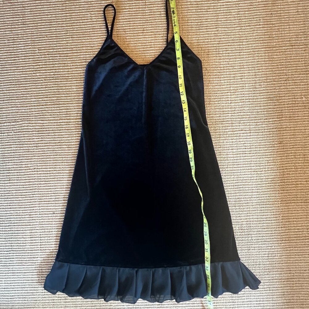 Brandy Melville Black Stretch Velvet V-Neck Spaghetti Strap Tank Dress Size SM